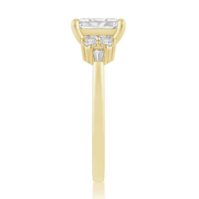 Emerald-Cut Lab Grown 1.5ct. Diamond With Brilliant & Baguette-Cut Accents Engagement Ring in 14k Yellow Gold image number null